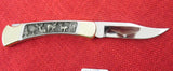 Buck 0110 110 Folding Hunter Knife Pewter Handle with Deer Scene 1984 Limited Edition USA Lot#110-123