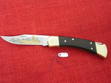 Buck 0110 110-EB Folding Hunter Budweiser Adolphus Busch Sr 1886 Gold Etched Lockback Knife USA Made 1992 Lot#110-93