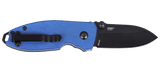 Columbia River CRKT 2474BD Squid Button Lock Knife Blue Micarta Black D2 Lucas Burnley