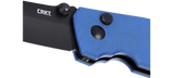 Columbia River CRKT 2474BD Squid Button Lock Knife Blue Micarta Black D2 Lucas Burnley