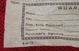 Buck 0307 307 Wrangler Large Pocket Knife Paperwork Dated 1972 Lot#307-9