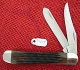 Buck 0312 312BB Mini Trapper Pocket Knife Brown Bone Handle USA Made 1990 UNUSED Lot#312-4