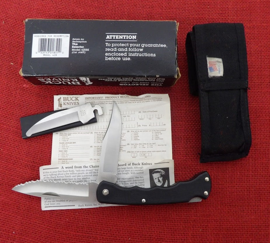 Buck 0428 428BK V52 Selector 2 Blade Bucklite Knife 1990 Clip 