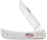 Case 52021 Sodbuster Jr Knife White Synthetic Jig Flag Shield USA 6137 SS