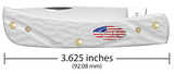 Case 52021 Sodbuster Jr Knife White Synthetic Jig Flag Shield USA 6137 SS