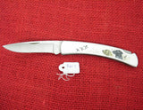 Buck 0521 521 521A9 VIP-1 (Large Gent) Memory Series Knife Golden & Black Retrievers Labs USA Made 1991 Lot#521-3
