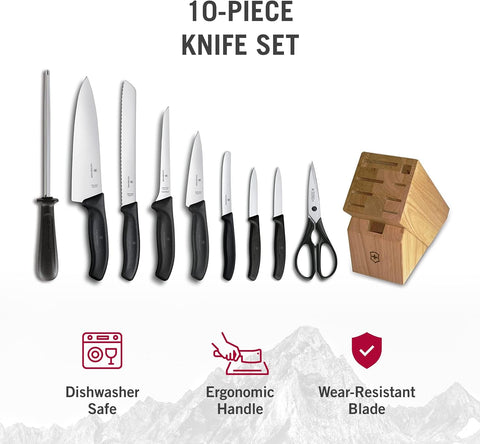 Victorinox Knife 6.7603-x5 Kitchen Cutlery Block 10 pc Set Fibrox Swiss Classic Forschner