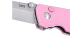 Columbia River CRKT 2474P Small Squid Button Lock Knife Rose Quartz (Pink) G10 Lucas Burnley