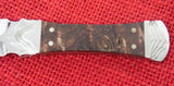 Buck 0205 205 Koji Hara Dagger "Stone-Step" Handle w/ Burlwood Inserts ATS-34 Fixed Blade Knife USA Lot#SB-koji
