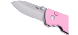 Columbia River CRKT 2474P Small Squid Button Lock Knife Rose Quartz (Pink) G10 Lucas Burnley
