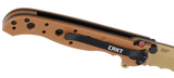 Columbia River CRKT M16-10DZ Kit Carson Design D2 Flipper Knife Veff Serrations Tan GRN