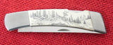 Gerber Folding Sportsman II Knife Scrimshaw Running Deer Buck Micarta Lot#MK-43