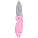 Columbia River CRKT 2474P Small Squid Button Lock Knife Rose Quartz (Pink) G10 Lucas Burnley