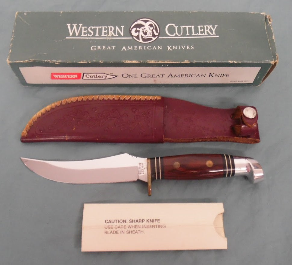 Western Knife W39 Fixed Blade "M" 1989 UNUSED in BOX w/ UNUSUAL Sheath
