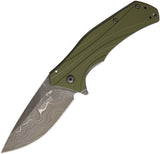 Kershaw 1870OLDAM 1870 Knockout Damascus Assisted Opening Knife OD Aluminum Handle USA