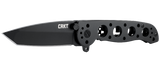 Columbia River CRKT M16-02KS Kit Carson Flipper Knife Frame Lock Black Tanto Blade Stainless Handle