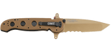 Columbia River CRKT M16-14DSFG Carson Special Forces Flipper Knife Tan G10 Tanto Veff Serrations