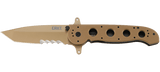 Columbia River CRKT M16-14DSFG Carson Special Forces Flipper Knife Tan G10 Tanto Veff Serrations