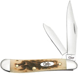 Case 00045 Peanut  2 7/8" Closed Amber Jig Bone Slip Joint Pocket Knife USA 6220 SS