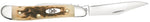 Case 00045 Peanut  2 7/8" Closed Amber Jig Bone Slip Joint Pocket Knife USA 6220 SS