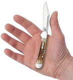 Case 00133 Mini CopperLock Lockback Pocket Knife Jig Amber Bone USA 61749L SS