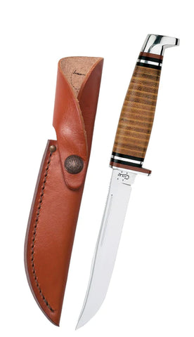 Case 00381 Leather 5" Utility Hunter Fixed Blade Knife w/ Sheath USA 318-5 SS