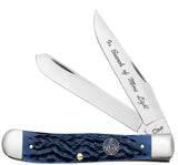 Case 01058 Masonic Trapper Blue Jig Bone Knife w/ Tin 6254 SS USA Made