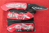 $10 Knife TR0150 Red Handled Pocket Knife Liner Lock Thumbstud Manual Open