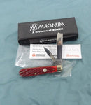 Boker Magnum 01SC110 Jack Knife 2 Blade Knife Raz Razor Red Bone