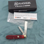 Boker Magnum 01SC110 Jack Knife 2 Blade Knife Raz Razor Red Bone