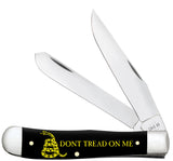 Case 06090 Trapper Knife Don't Tread on Me Black Smooth Synthetic USA Stainless