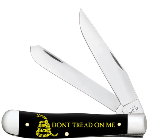 Case 06090 Trapper Knife Don't Tread on Me Black Smooth Synthetic USA Stainless