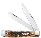 Case 06540 Trapper w/ Clip Amber Jig Bone Knife 6254C SS USA Made