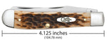 Case 06540 Trapper w/ Pocket Clip Amber Jig Bone Knife 6254C SS USA Made