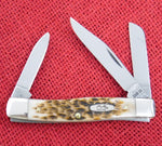 Case 00079 Medium Stockman Knife Marked CV not CS Amber Bone Square Bolsters 2021 USA