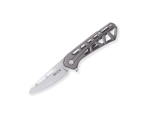 Buck 0813GYS 813 Trace Ops Mini Manual Flipper Gray Aluminum Liner Lock