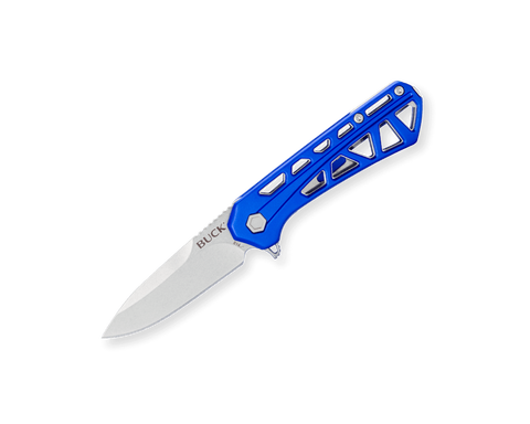 Buck 0814BLS 814 Mini Trace Knife Blue Aluminum Manual Flipper Liner Lock