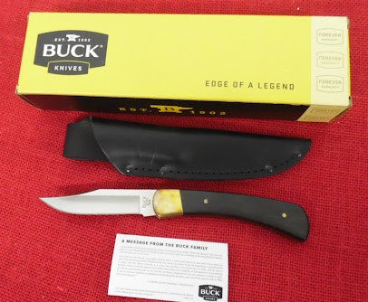 Buck 0101BRS 101 Fixed 110 Hunter Knife  420HC Leather Sheath USA Made 2020 Dymondwood Handle Lot#BU-331