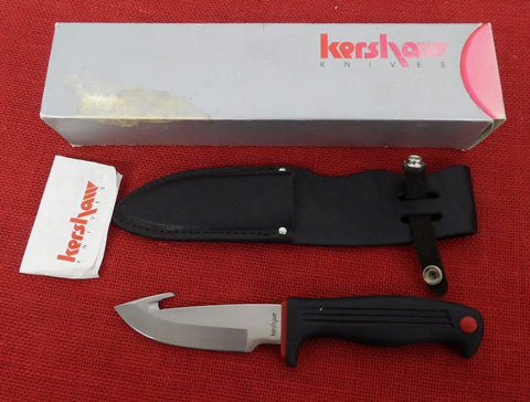 Kershaw 1014 Elk Skinner Japan Made Hunting Knife Guthook Leather Sheath
