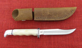 Buck 0102 102 Woodsman 2012 Smooth Bone Handle Knife Distressed Leather Sheath Lot#102-40