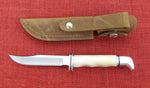 Buck 0102 102 Woodsman 2012 Smooth Bone Handle Knife Distressed Leather Sheath Lot#102-40