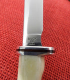 Buck 0102 102 Woodsman 2012 Smooth Bone Handle Knife Distressed Leather Sheath Lot#102-40