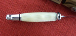 Buck 0102 102 Woodsman 2012 Smooth Bone Handle Knife Distressed Leather Sheath Lot#102-40