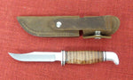 Buck 0102 102 Woodsman 2011 Leather Handle Knife Distressed Leather Sheath Lot#102-41