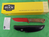 Buck 0104WAS 104 Compadre Camp Knife 2015 Red Powder Coated 5160 Walnut USA BU-519