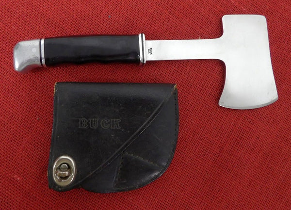 Buck 0106 106 Hatchet Axe Knife 2 Line Black Handle 1960's USA 106
