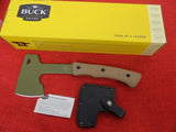 Buck 0106 106 Compadre Axe Knife Green Coated 5160 Blade Micarta USA BU-625