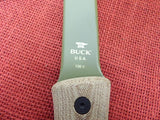 Buck 0106 106 Compadre Axe Knife Green Coated 5160 Blade Micarta USA BU-625