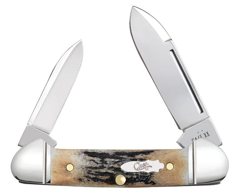 Case 10758 Baby Butterbean Knife Genuine Stag Fluted w/Tin 52132 SS