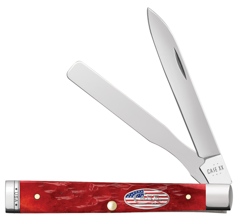 Case 10847 Baby Doc Knife Dark Red Jig Flag Shield Spatula Blade 6282SP SS